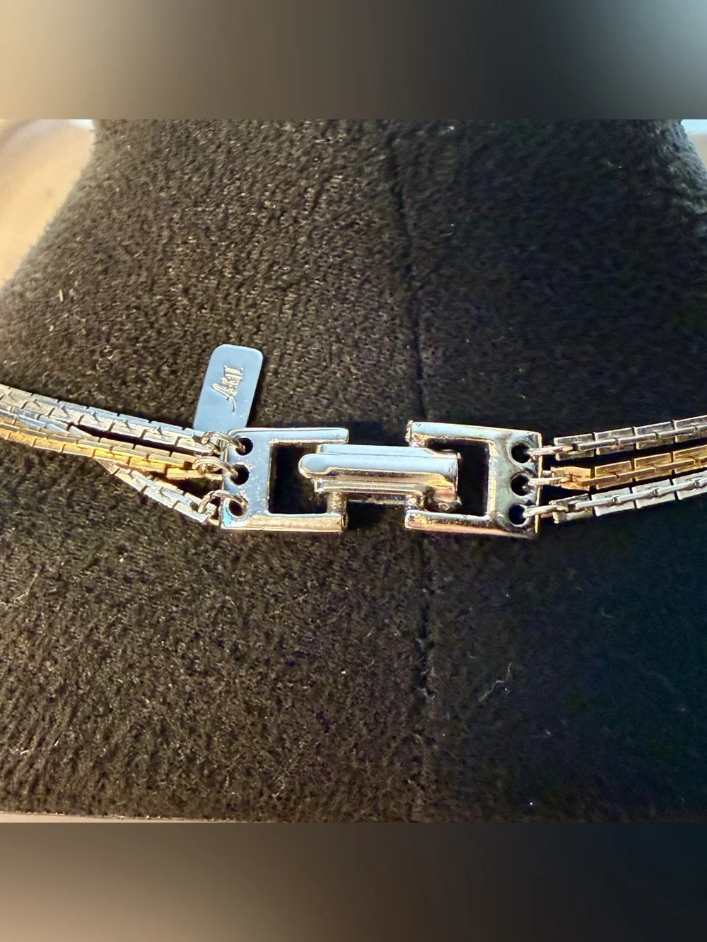 Vintage Signed Act II Mid Century Multi Strand Silver & Gold Tone Necklace